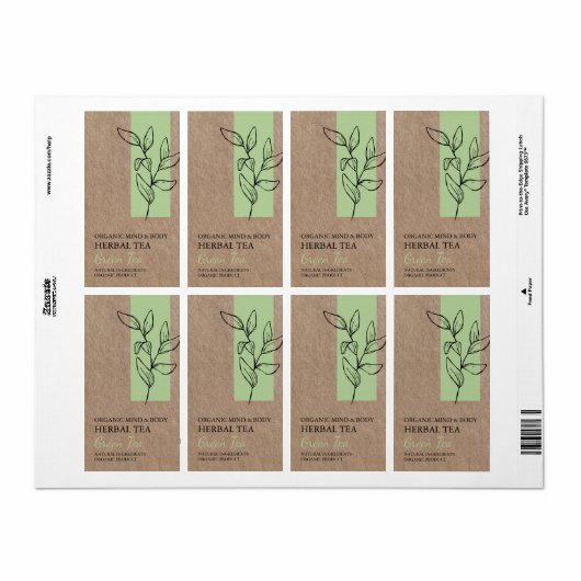 Bio Grüne Tee-Tee-Tee-Kraft-Business-Label (Vorne)