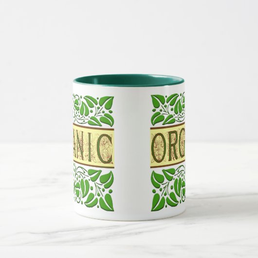Bio grünes Slogan Kaffee Tasse (Zentrum)
