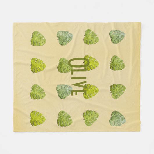 Bio grünes tropisches Leaf Fleecedecke (Vorderseite (Horizontal))