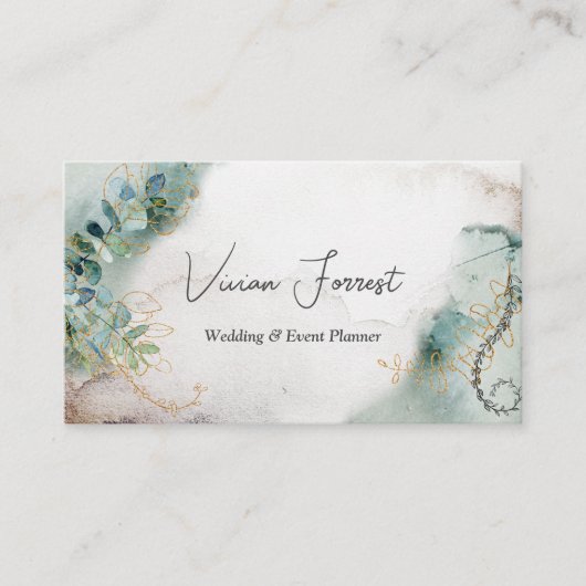 Bio Grünpflanzen Moderne Gold und Grün Visitenkarte (Vorderseite)