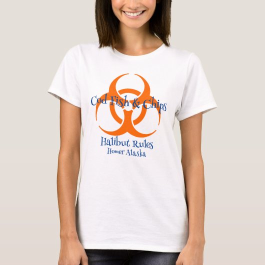 Bio Hazard Symbol Kabeljau Fisch & Chips T-Shirt (Vorderseite)