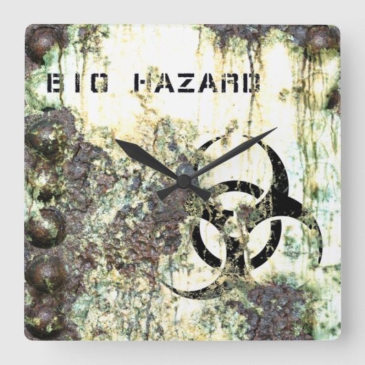 Bio Hazard Wall Clock Quadratische Wanduhr (Vorderseite)