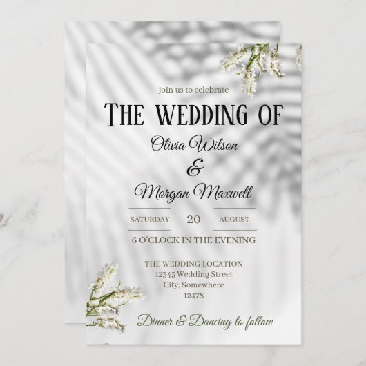 Bio Hochzeitseinladung in Weiß und Schwarz Einladung (Vorne/Hinten)