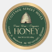 Bio Honey-Label mit goldenem Skep-Hive-Gold Runder Aufkleber (Vorderseite)