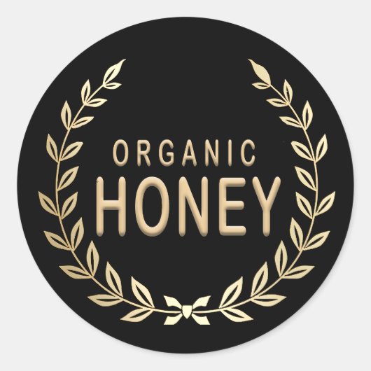 Bio Honey Wreath Emblem für Honey Jars Runder Aufkleber (Vorderseite)