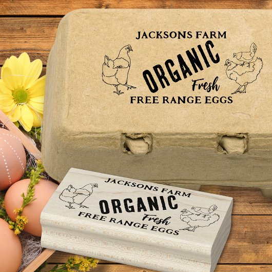 Bio Hühnereiunternehmen Gummistempel