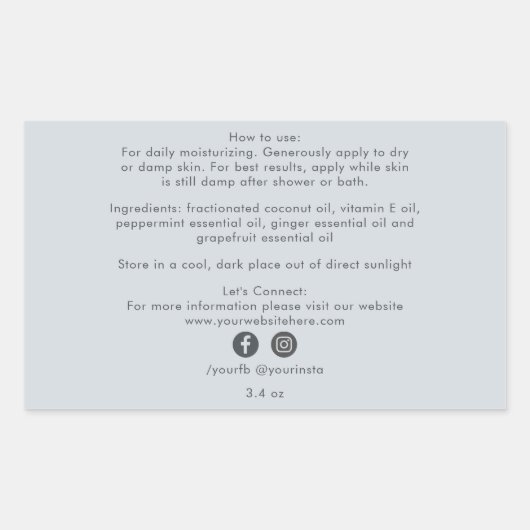 Bio Inhaltsstoffe von Beauty Product Blue Rechteckiger Aufkleber (Vorderseite)