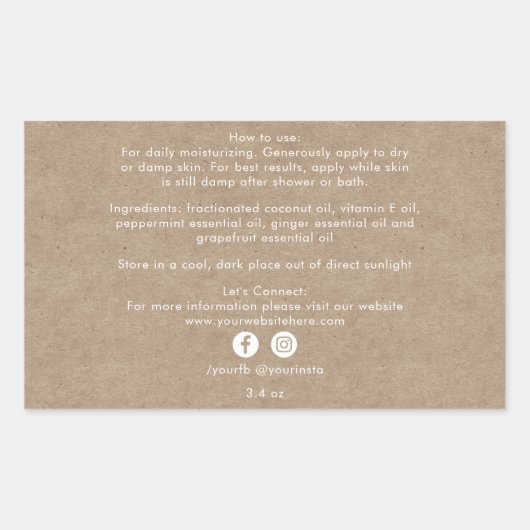 Bio Inhaltsstoffe von Beauty Product Kraft Rechteckiger Aufkleber (Vorderseite)