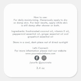 Bio Inhaltsstoffe von Beauty-Produkten Quadratischer Aufkleber