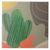 Bio Kaktus mit digitaler Wasserfarbe in der Wüste Fliese (Vorderseite)