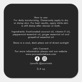 Bio Komponenten von Beauty-Produkten für Unternehm Quadratischer Aufkleber