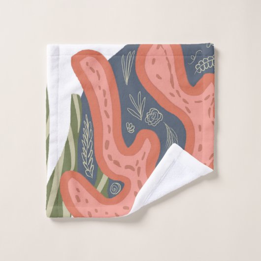 Bio Korallenriff Botanischer Blumenstrand Art Badhandtuch Set (Waschlappen)