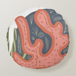 Bio Korallenriff Botanischer Blumenstrand Art Rundes Kissen