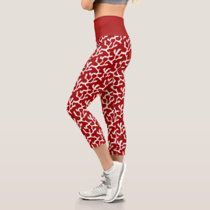 Bio Korallenriff wiederholt Muster in Weiß und Rot Capri Leggings