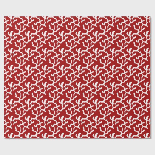 Bio Korallenriff wiederholt Muster in Weiß und Rot Geschenkpapier (Flach)