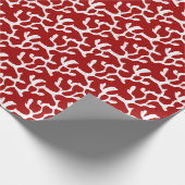 Bio Korallenriff wiederholt Muster in Weiß und Rot Geschenkpapier (Ecke)