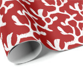 Bio Korallenriff wiederholt Muster in Weiß und Rot Geschenkpapier (Rolleneckpunkt)