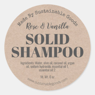 Bio Kraft Handgefertigte Solid Shampoo Labels Runder Aufkleber