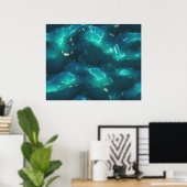Bio kunstgeschmolzene Plastik Soft Waves Deep Blue Poster (Heimbüro)