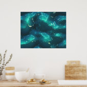 Bio kunstgeschmolzene Plastik Soft Waves Deep Blue Poster (Küche)