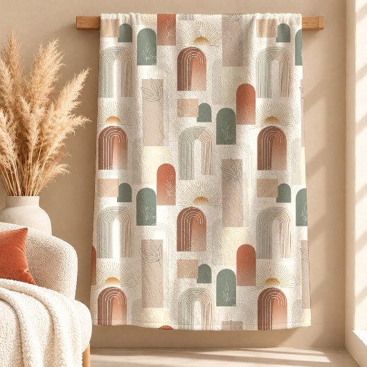Bio-Kupfer-Salbei-Boho-Blatt-Decke-Design Fleecedecke
