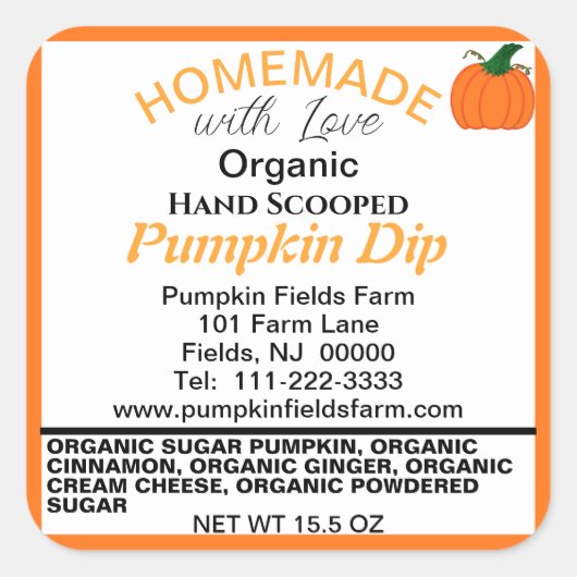 Bio Kürbisgewürze Quadratischer Aufkleber (Vorderseite)
