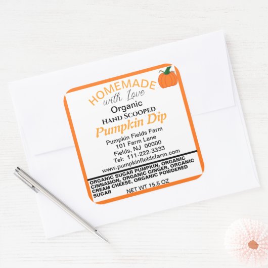 Bio Kürbisgewürze Quadratischer Aufkleber (Umschlag)