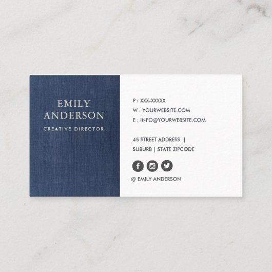 BIO LEAF-PATTERN INDIGO BLUE GEFÄRBTE KRAWATTE BAT VISITENKARTE (Rückseite)