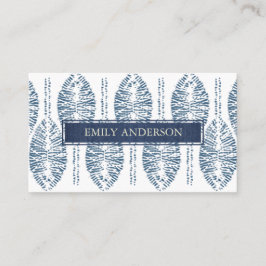 BIO LEAF-PATTERN INDIGO BLUE GEFÄRBTE KRAWATTE BAT VISITENKARTE