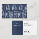 BIO LEAF-PATTERN INDIGO BLUE GEFÄRBTE KRAWATTE BAT VISITENKARTE (Vorne/Hinten)