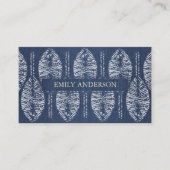 BIO LEAF-PATTERN INDIGO BLUE GEFÄRBTE KRAWATTE BAT VISITENKARTE (Vorderseite)