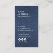 BIO LEAF-PATTERN INDIGO BLUE GEFÄRBTE KRAWATTE BAT VISITENKARTE (Rückseite)