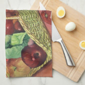 Bio Lebensmittel, Gartengemüse, blühende Blume Geschirrtuch (Viertel Falte)