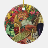 Bio Lebensmittel, Gartengemüse, blühende Blume Keramikornament (Hinten)