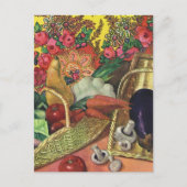 Bio Lebensmittel, Gartengemüse, blühende Blume Postkarte (Vorderseite)