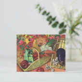 Bio Lebensmittel, Gartengemüse, blühende Blume Postkarte (Stehend Vorderseite)