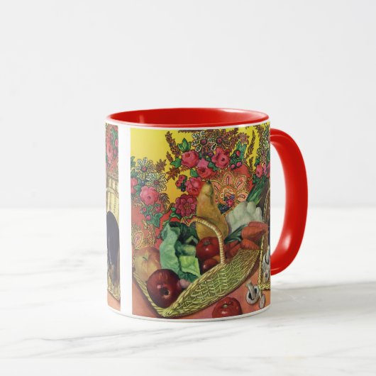 Bio Lebensmittel, Gartengemüse, blühende Blume Tasse (VorderseiteRechts)