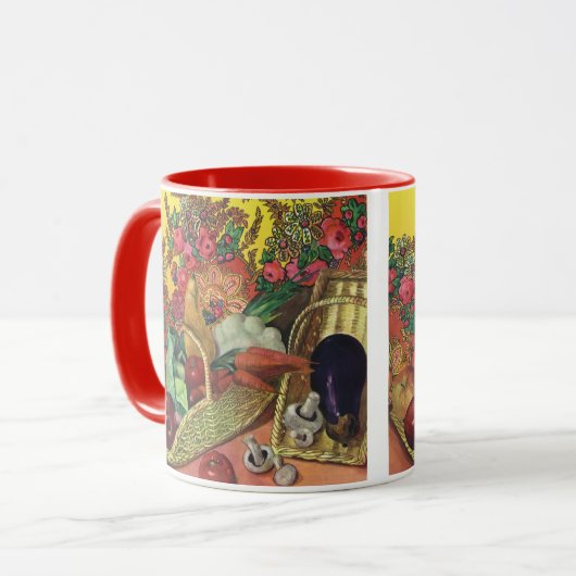 Bio Lebensmittel, Gartengemüse, blühende Blume Tasse (Vorderseite Links)