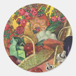 Bio-Lebensmittel, Gemüse aus dem Garten, blühende  Runder Aufkleber