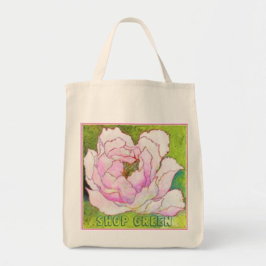 Bio Lebensmittelgeschäft-Tasche. 'PEONYpink Tragetasche (Vorne)