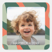 Bio Line Abstrakt Art - 1 Foto Jade Mandarine Quadratischer Aufkleber (Vorderseite)