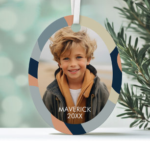 Bio Line Abstrakt Art - 1 Foto Navy Neutral Ornament Aus Metall