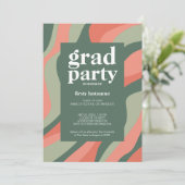 Bio Lines Olive Mandarine Graduation Party Einladung (Stehend Vorderseite)