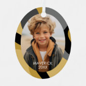 Bio Linie Abstrakt Art - 1 Foto Gold Schwarz Ornament Aus Metall (Vorderseite)