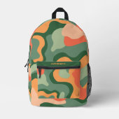 Bio Linie Abstrakt Art - Jade und Mandarine Bedruckter Rucksack (Vorderseite)