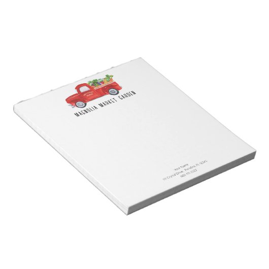 Bio LKW Veggies Hühner-Bauer Markt Notizblock (angewinkelt)