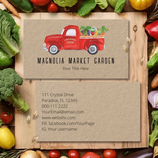 Bio LKW Veggies Hühner-Bauer Markt Visitenkarte