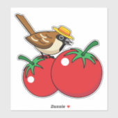 Bio Lover Sparrow Eating Red Tomato Aufkleber (Blatt)