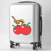 Bio Lover Sparrow Eating Red Tomato Aufkleber (Koffer)