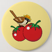 Bio Lover Sparrow Eating Red Tomato Button (Vorderseite)